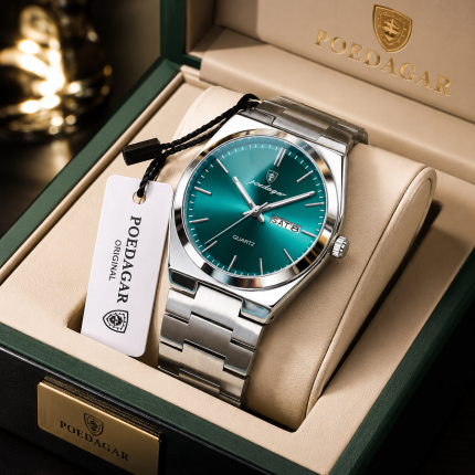 Poedagar 930 Men's New Luxury Luminous Wristwatch Silver green