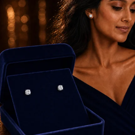 Round White Moissanite Stone  Earring