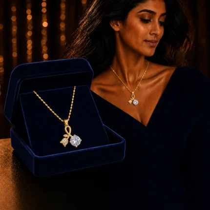Leaf Type24k Gold Water Drop Pendant