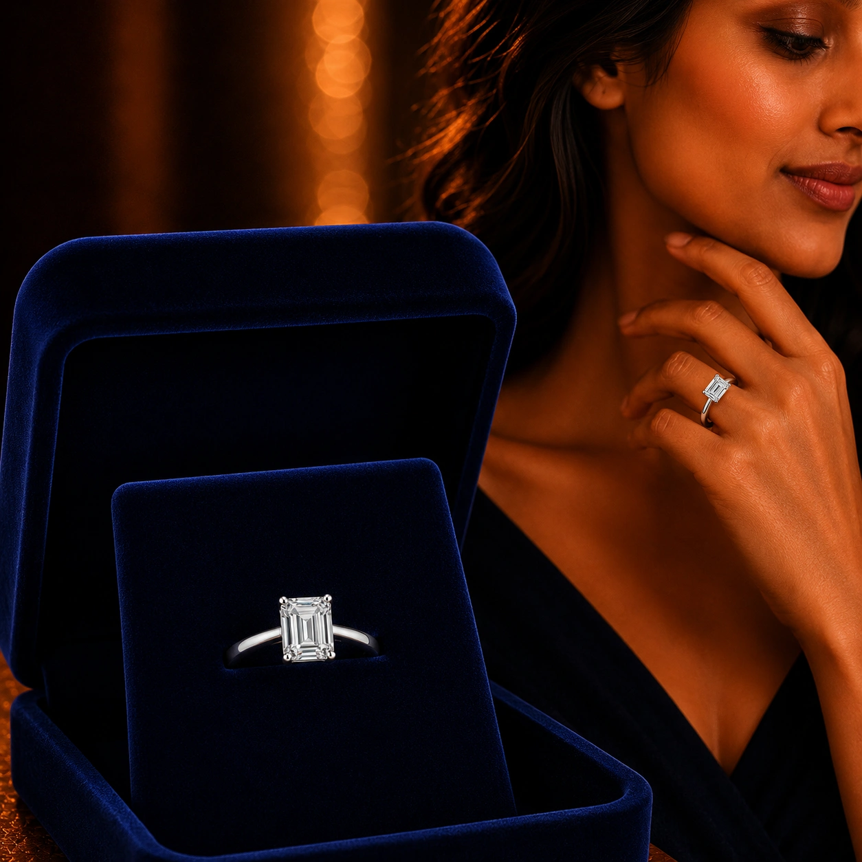 Diamond Cut Square Sterling Finger Ring
