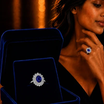 Blue diamond Cut High-end Elegant Light Luxury Ring