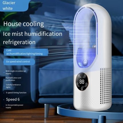 White Home Bladeless Portable Air Cooler with Digital Display