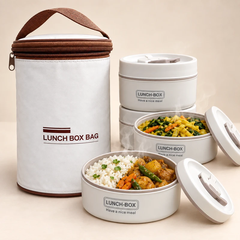 Bento Lunch Box Set Portable Keep Warm Lunch Container With Insulated Bag Stainless Steel Thermal Food Container Tableware